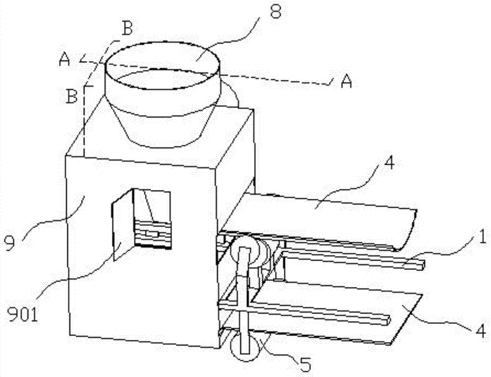 A dust-proof transportation device for the discharge port of lime fine grinding