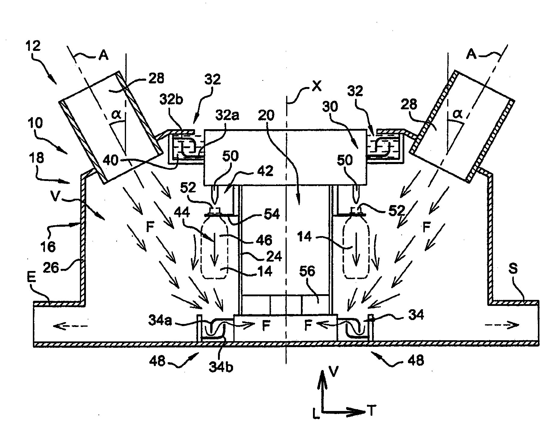 Unit for filling containers, comprising an insulator, especially for a production installation