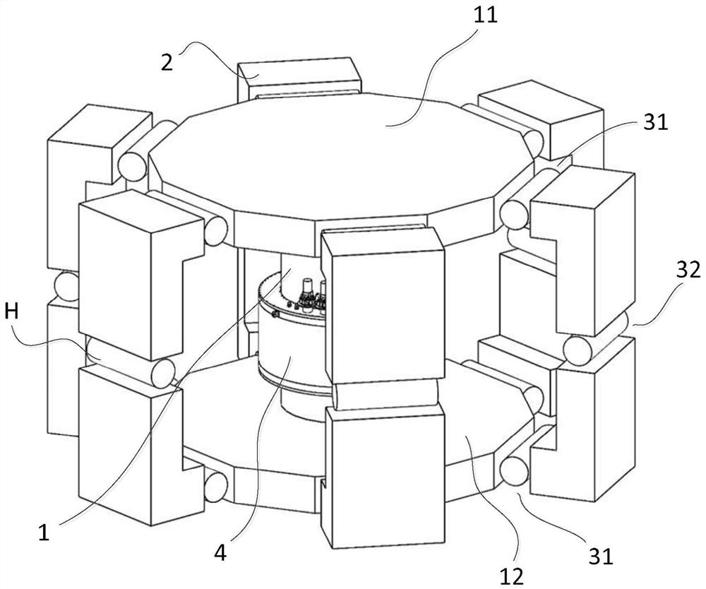 A hybrid magnetic circuit superconducting induction heating device