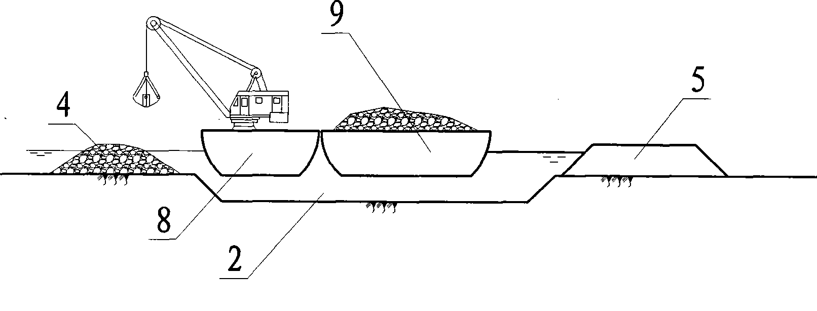 Technique for building quick-speed consolidated platform near water by using clay under lake