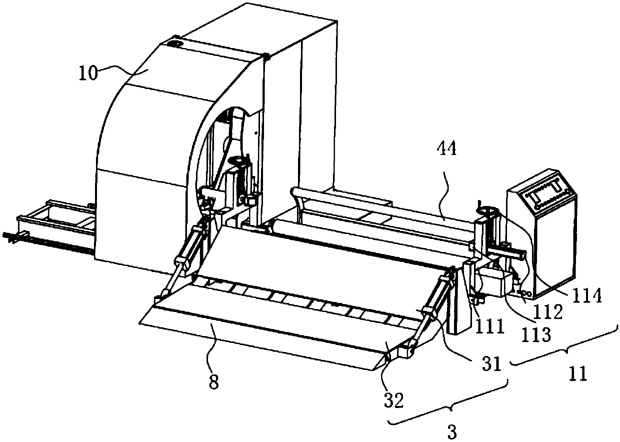 Automatic body paper feeding and discharging device and diving and cutting machine with same