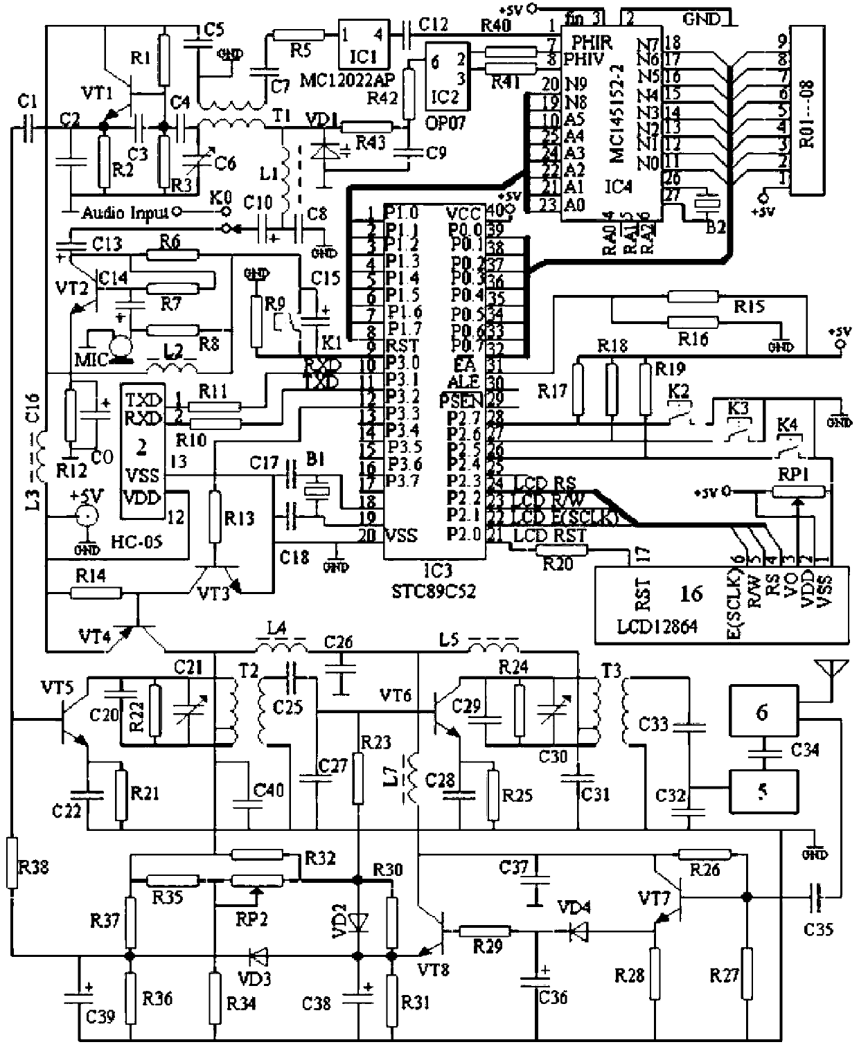 Frequency modulation transmitter device based on Bluetooth communication