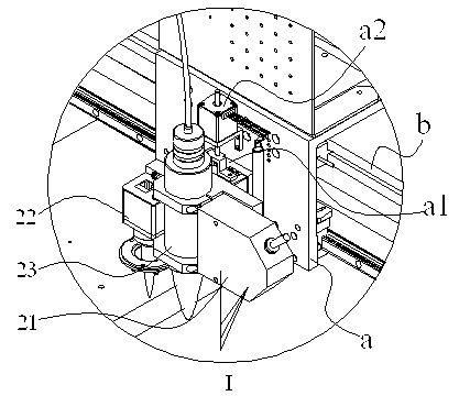 Measuring and welding device in metal mask plate assembling machine and moving mechanism of measuring and welding device