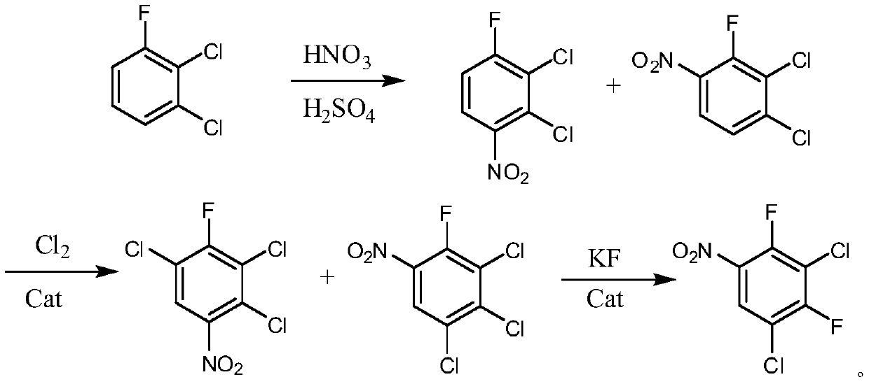 Preparation method of 2,4-difluoro-3,5-dichloronitrobenzene