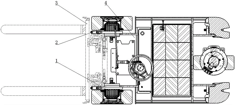 Rear wheel drive electric forklift provided with wet-type braking front axles