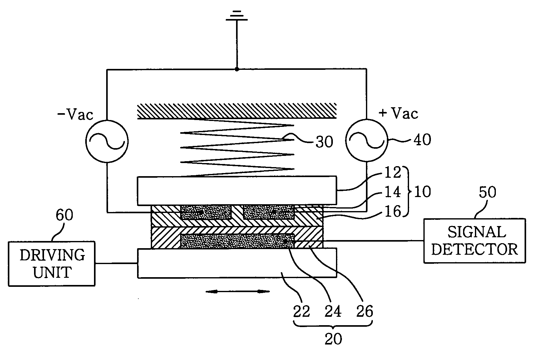 Contact-type electric capacitive displacement sensor