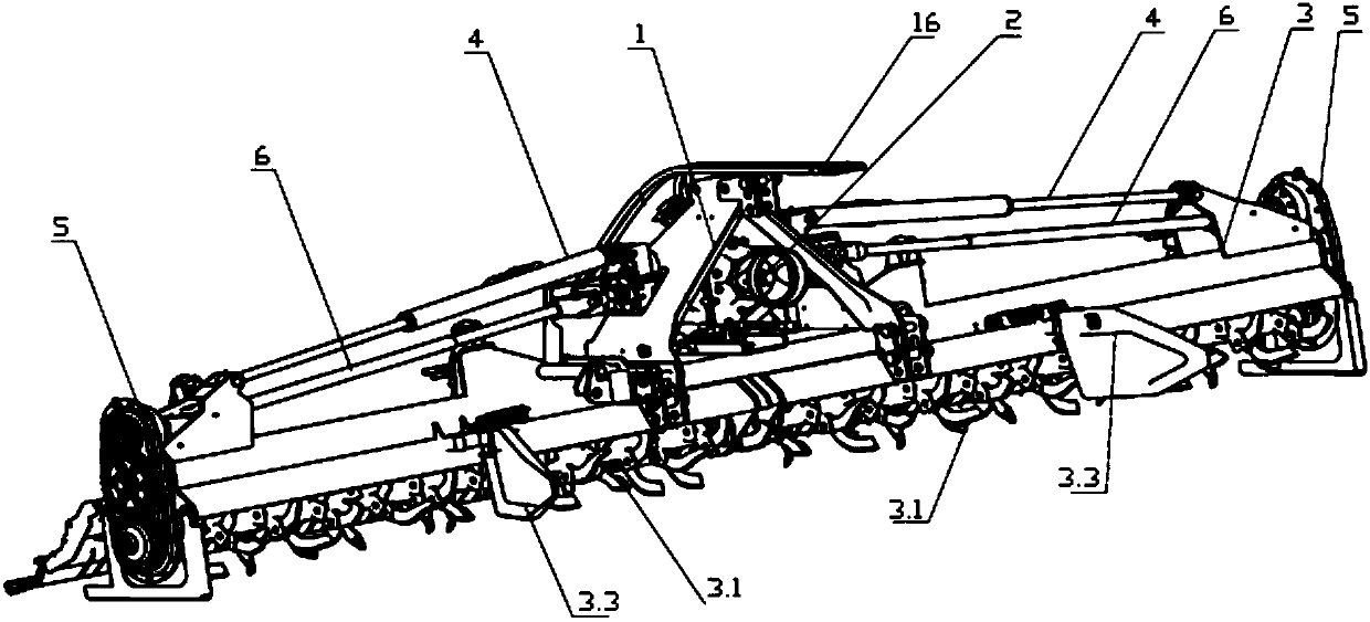 Large width hydraulic folding intelligent paddy field stubble machine