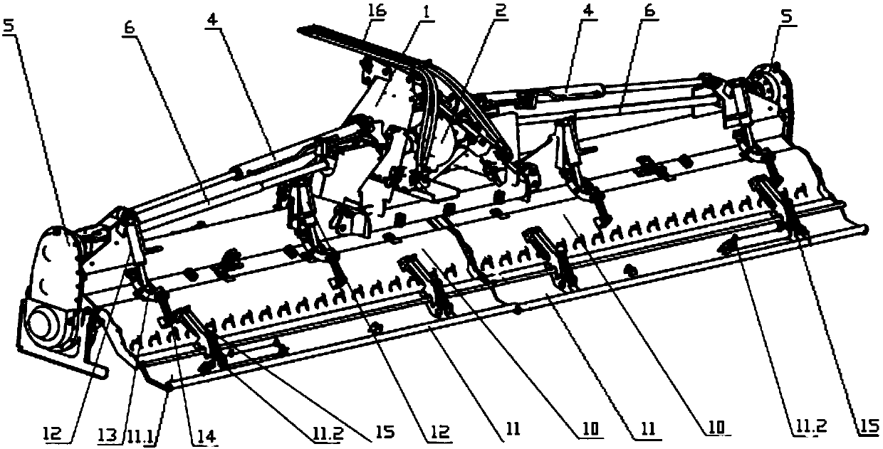 Large width hydraulic folding intelligent paddy field stubble machine