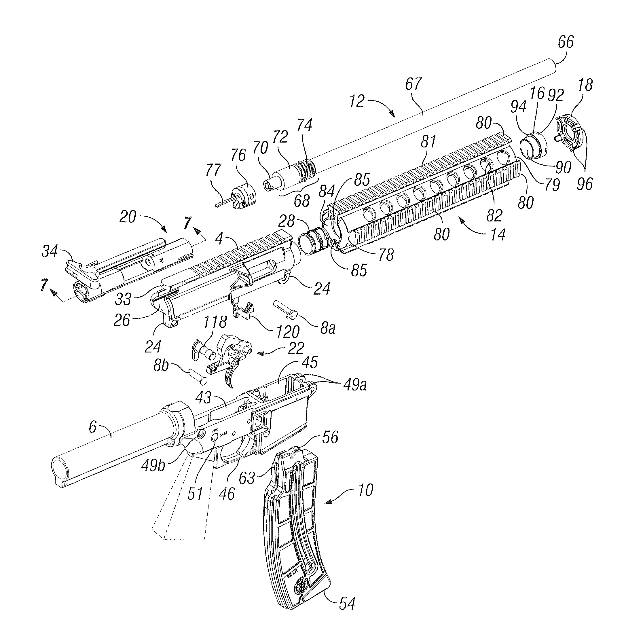 Lightweight, low cost semi-automatic rifle