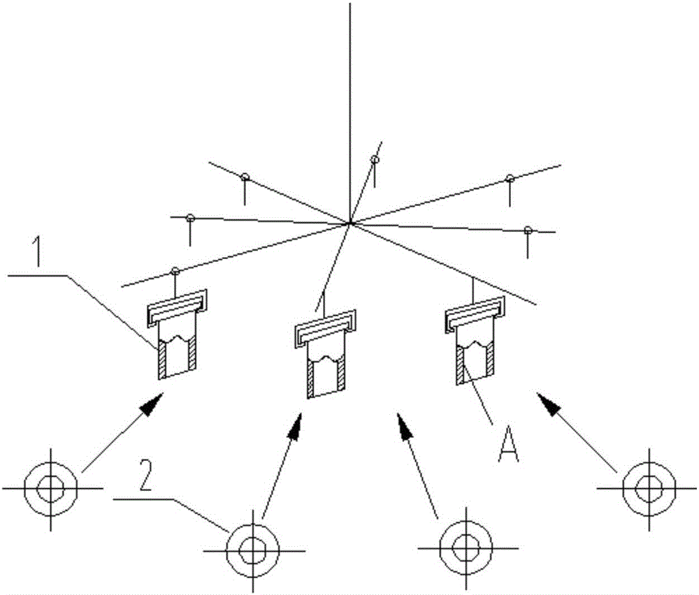 Shot blasting rotating shaking head suspension system for inner wall of train buffer tank