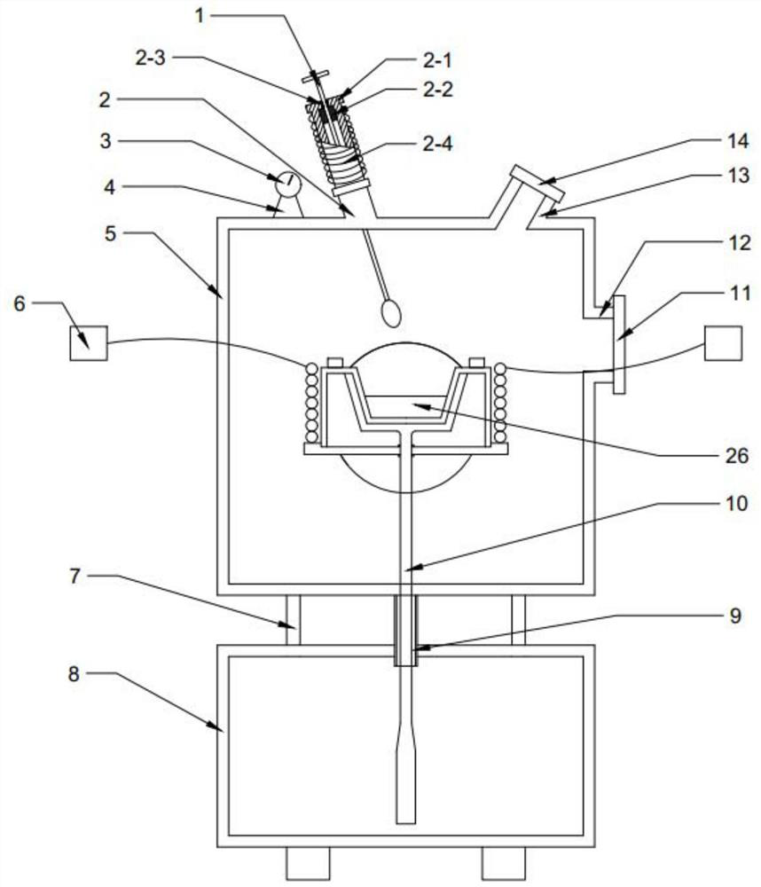 High-frequency induction heating solidification device and method for preparing high-temperature alloy