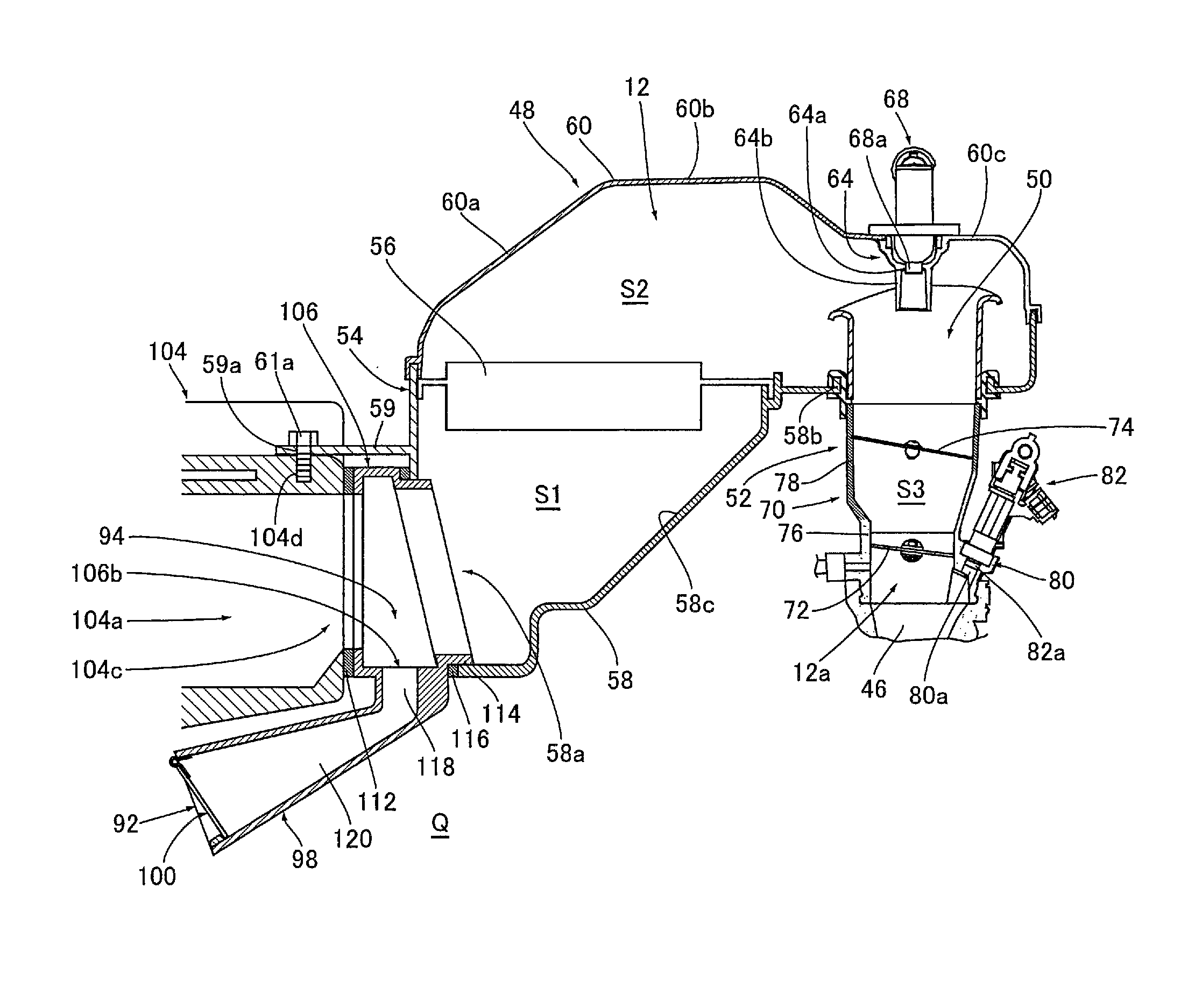 Air-intake structure of an engine