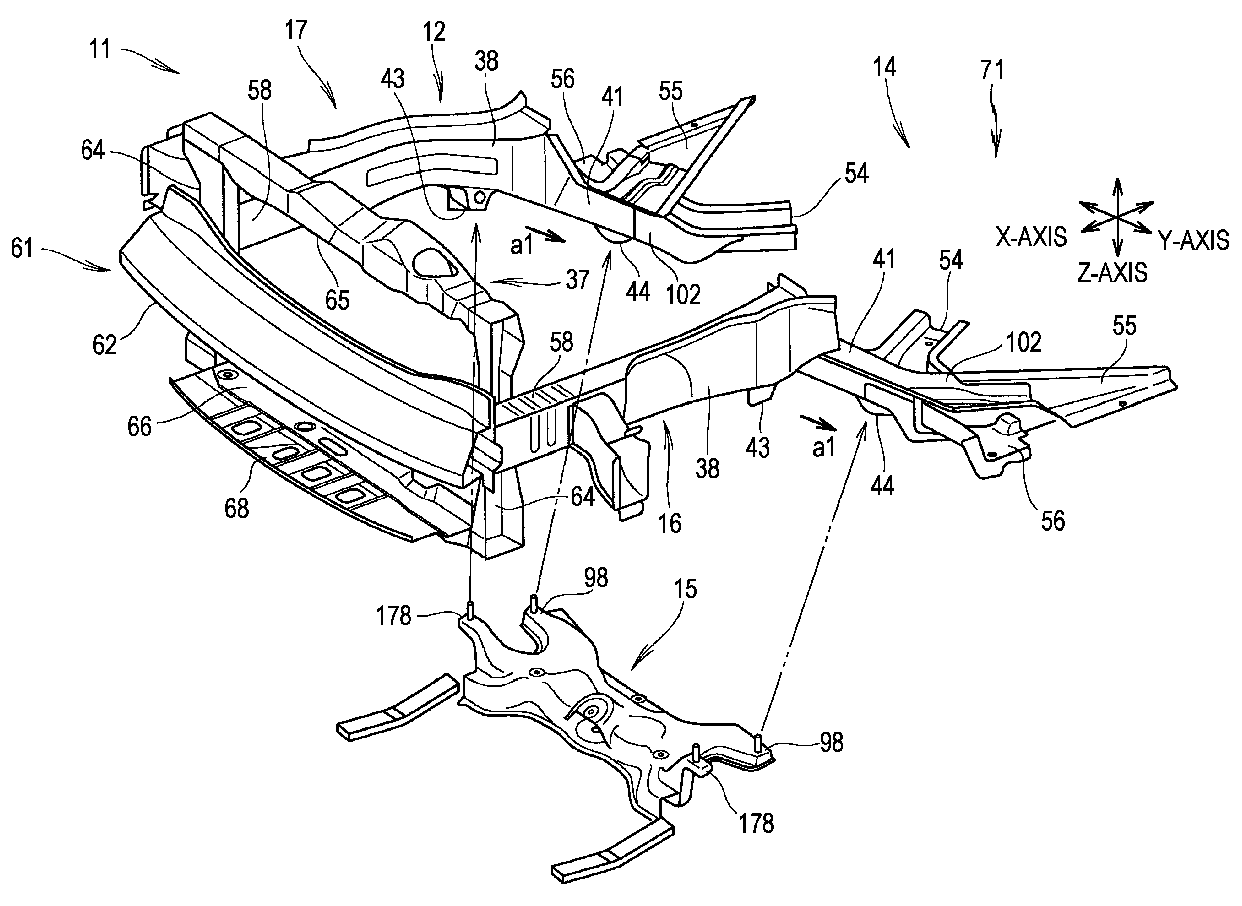 Front body of vehicle