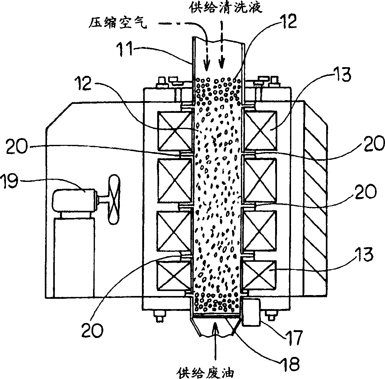 Method and device for removing magnetic foreign objects from liquid