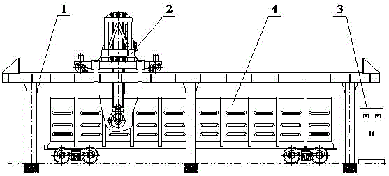 Overhead rail-mounted spiral high-efficiency flatting system