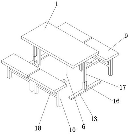 An integrated table and chair that can be combined in various ways in a restaurant