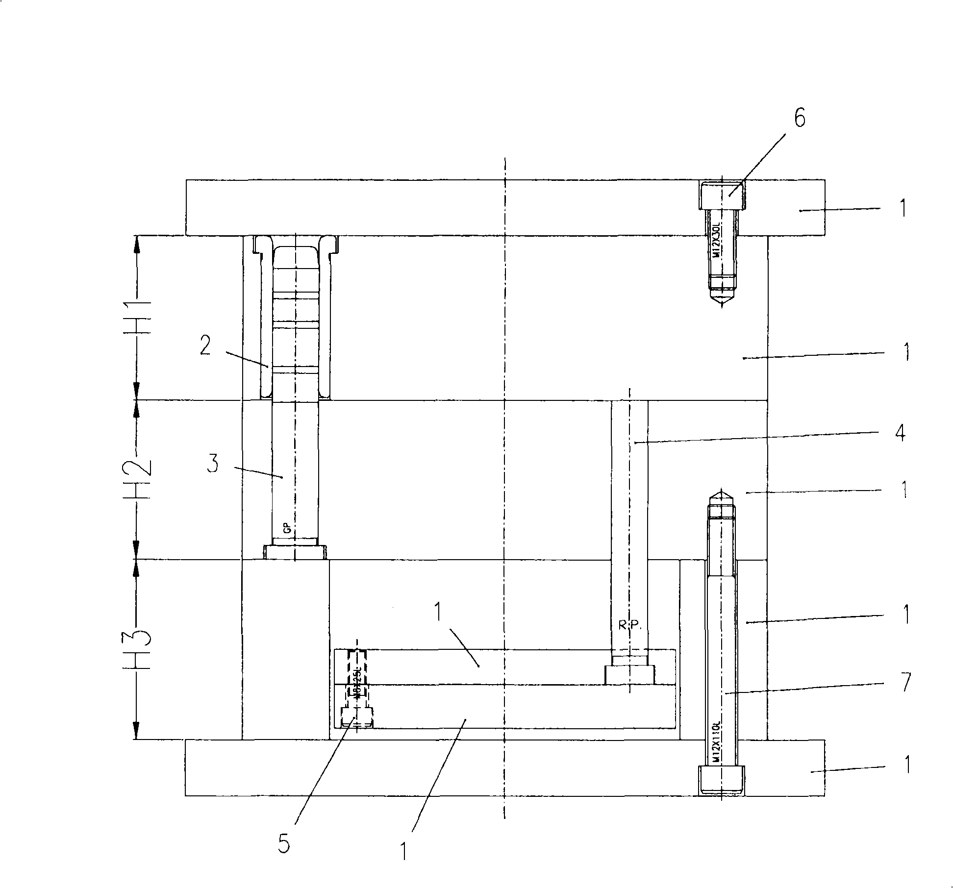 Parametered assembly and design of three-dimensional mould structure and automatic dimension labeling method for two-dimensional figure