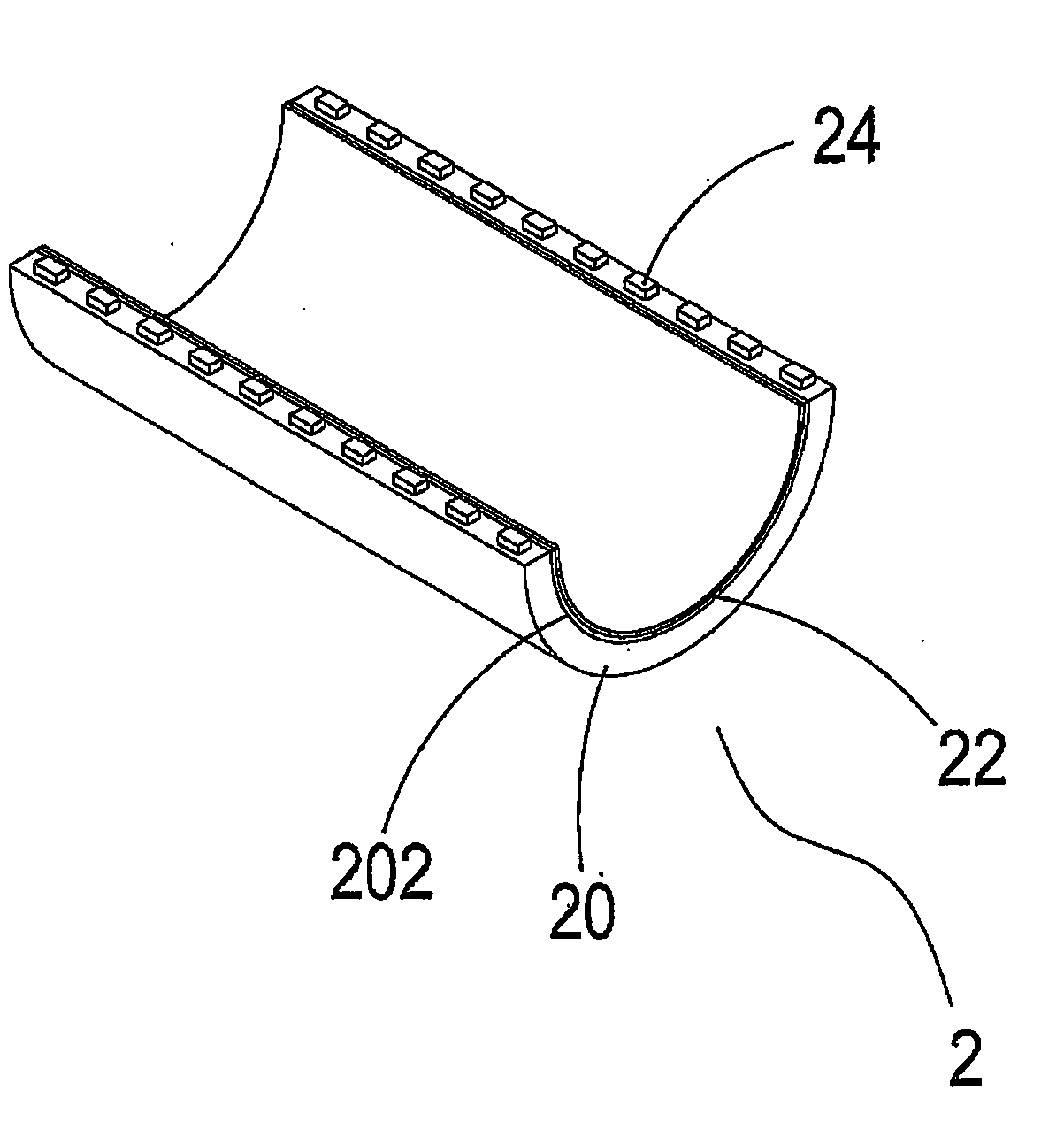 Curved light guiding illuminator