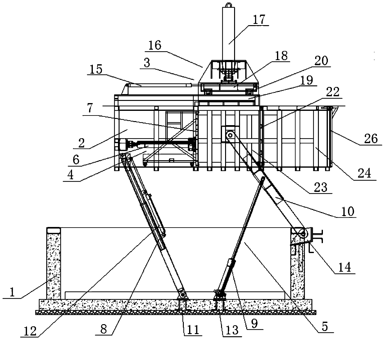 A vertically compressed garbage transfer station