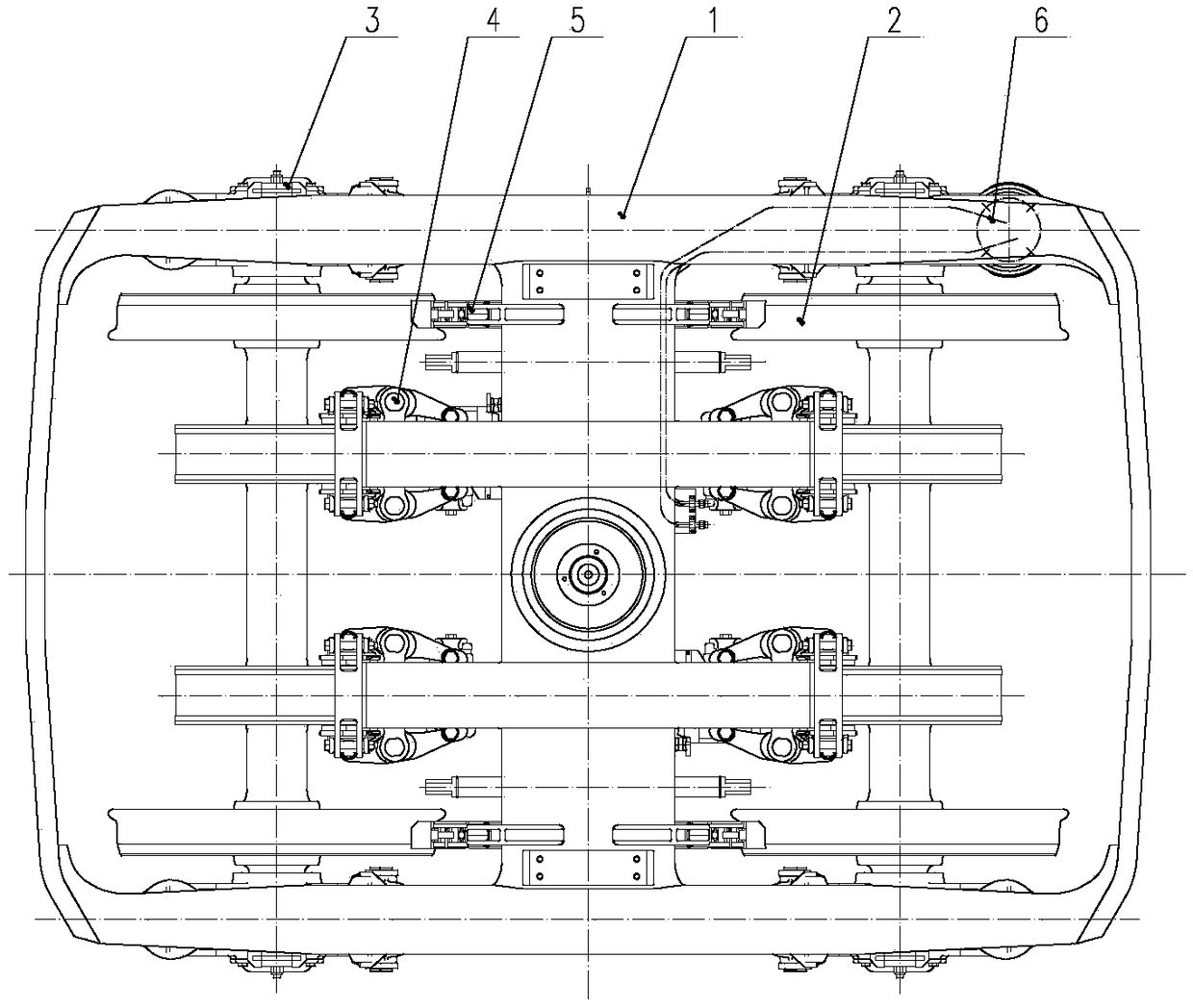 A compound brake system bogie and engineering vehicle