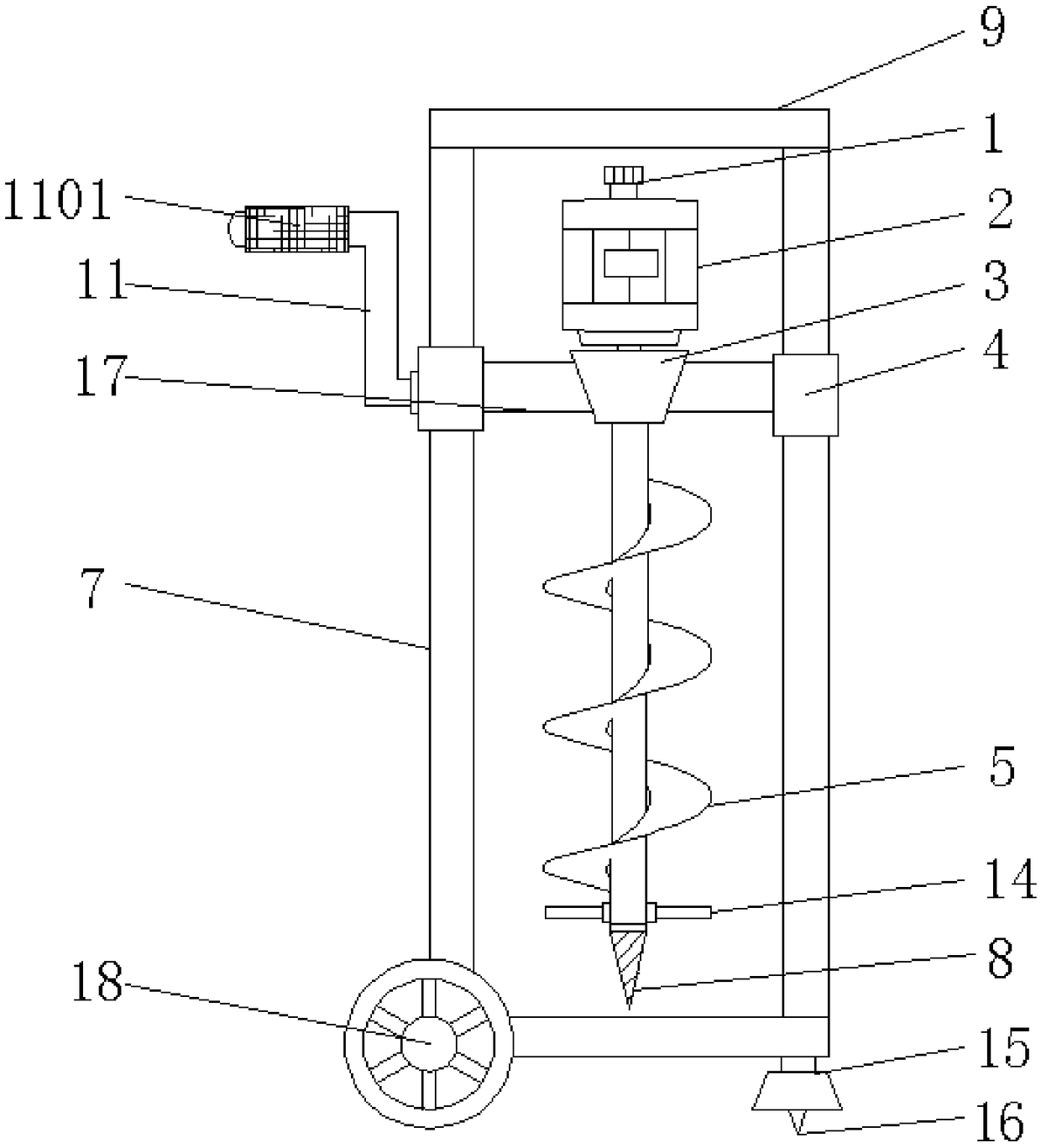 Digging device for garden lamp installing construction