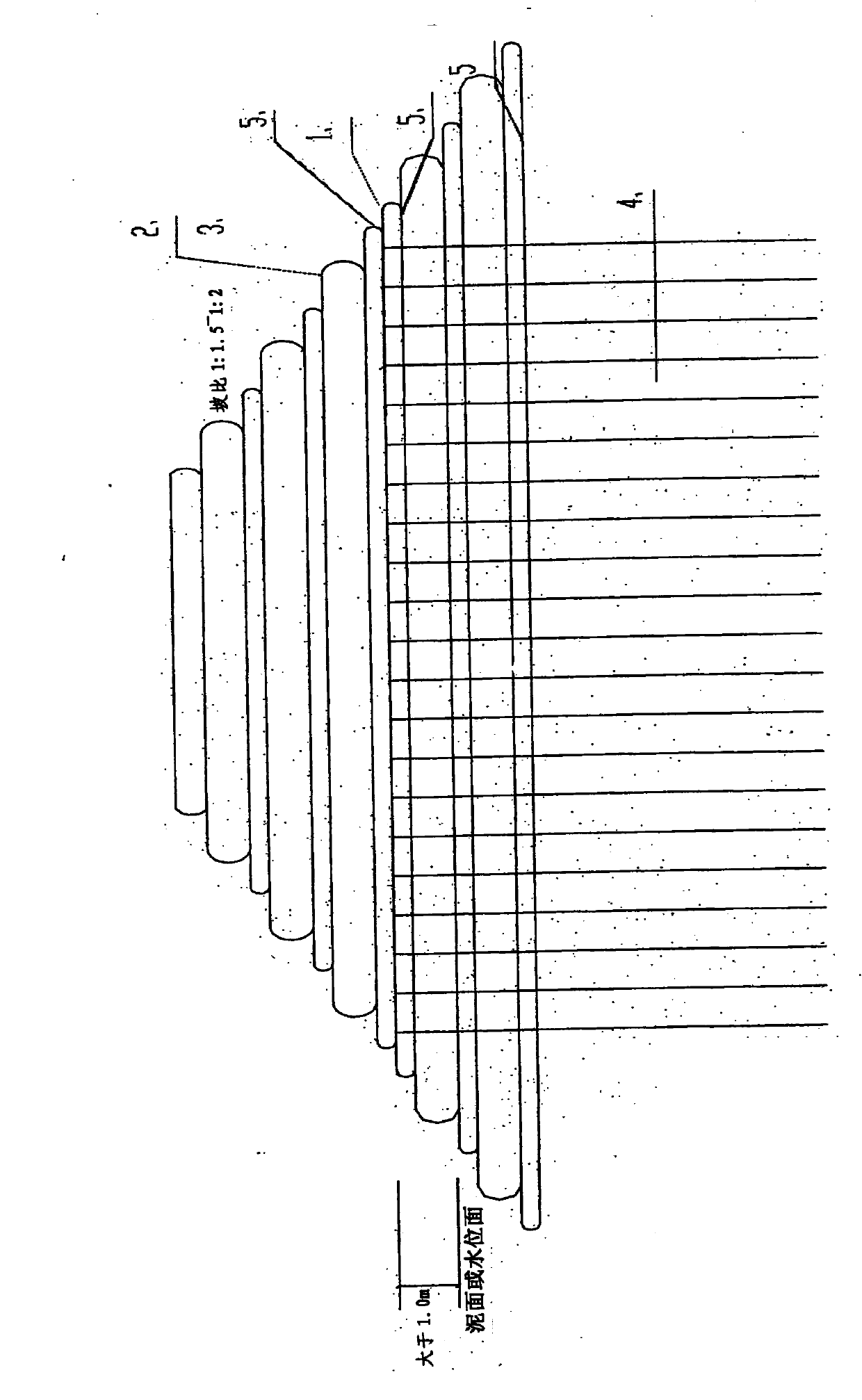 Technology of rapidly constructing cofferdam by large mud-filled bags combined with sand-filled bags on soft soil foundation