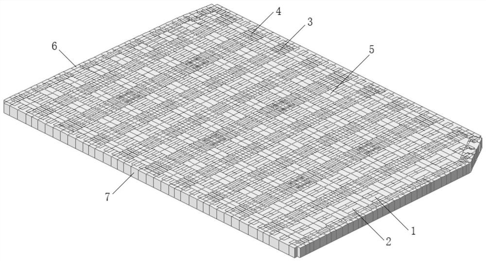 Bidirectional plate stressed longitudinal and transverse beam concrete superstructure of level crossing bridge