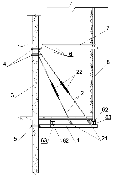 External scaffold wall connecting structure and construction method