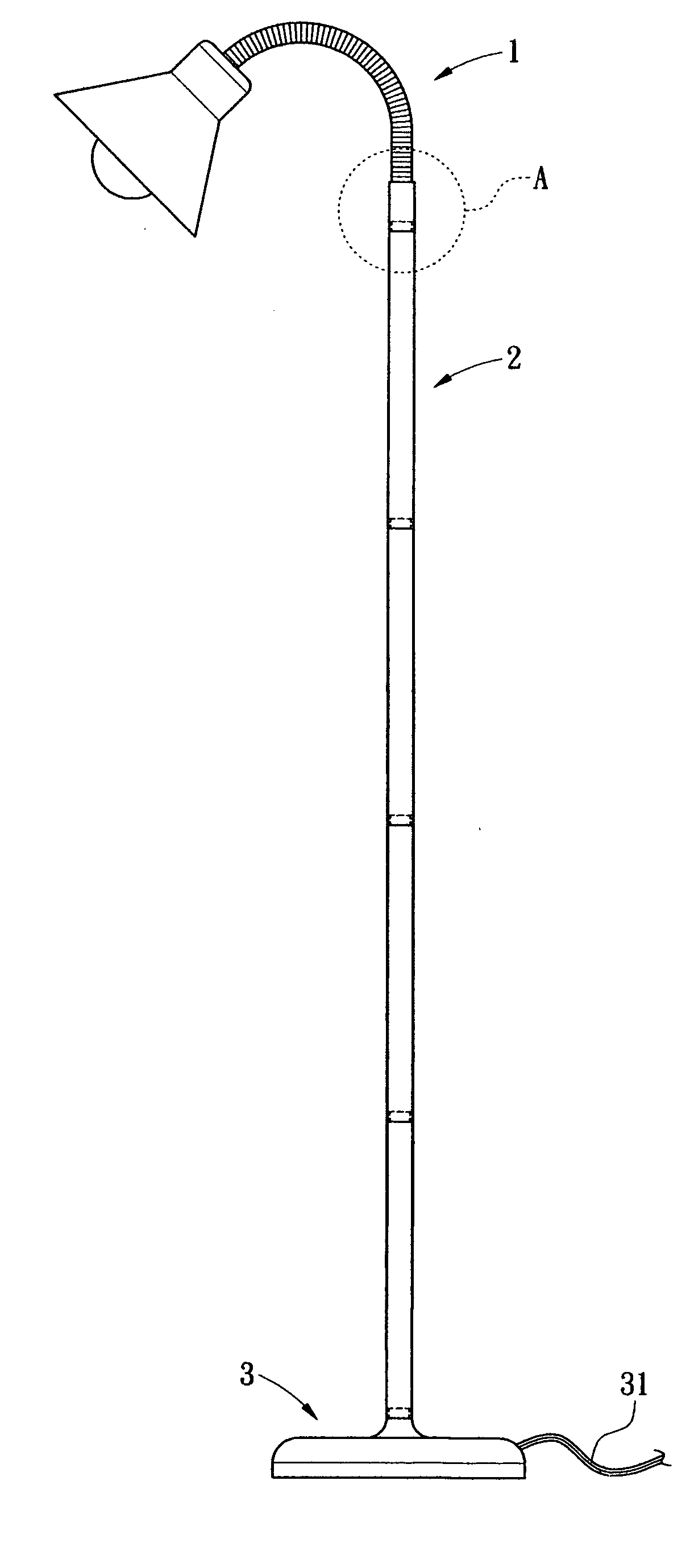 Connecting structure for lamp