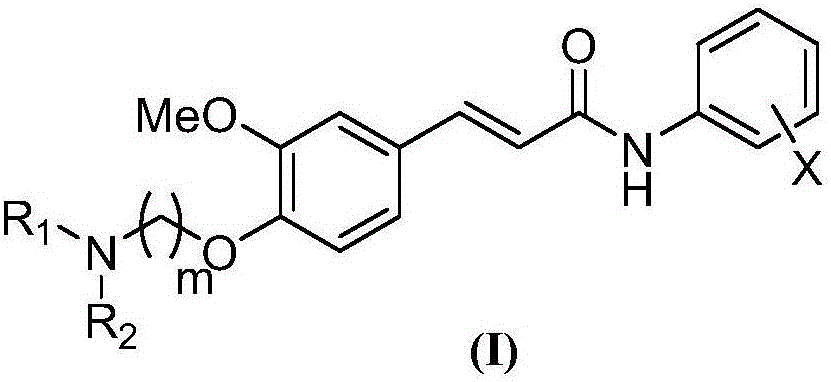 4-amino alkoxy-3-methoxy cinnamic acid benzamide compounds as well as preparation methods and applications thereof