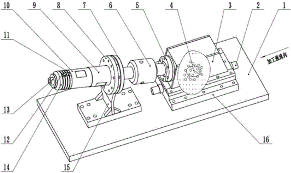 Reverse ultrasonic assisted gas-liquid-solid three-phase abrasive particle flow polishing processing method and device