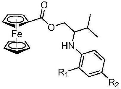 Ferrocenyl-containing arylamine compound and synthesis method thereof