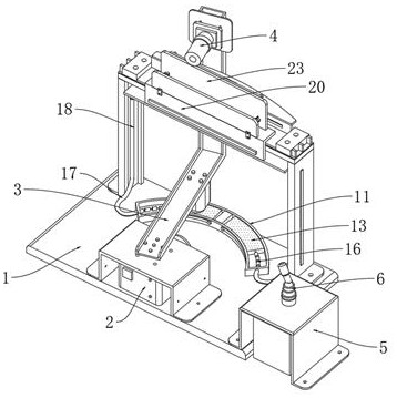 Photographing equipment with head-fixed camera moving in arc shape along with rotating swing arm