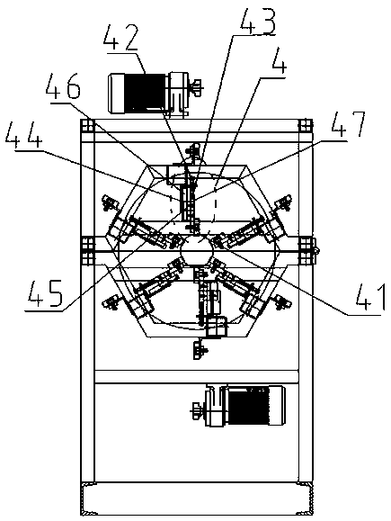 Double barrel material compound machine compound transmission mechanism