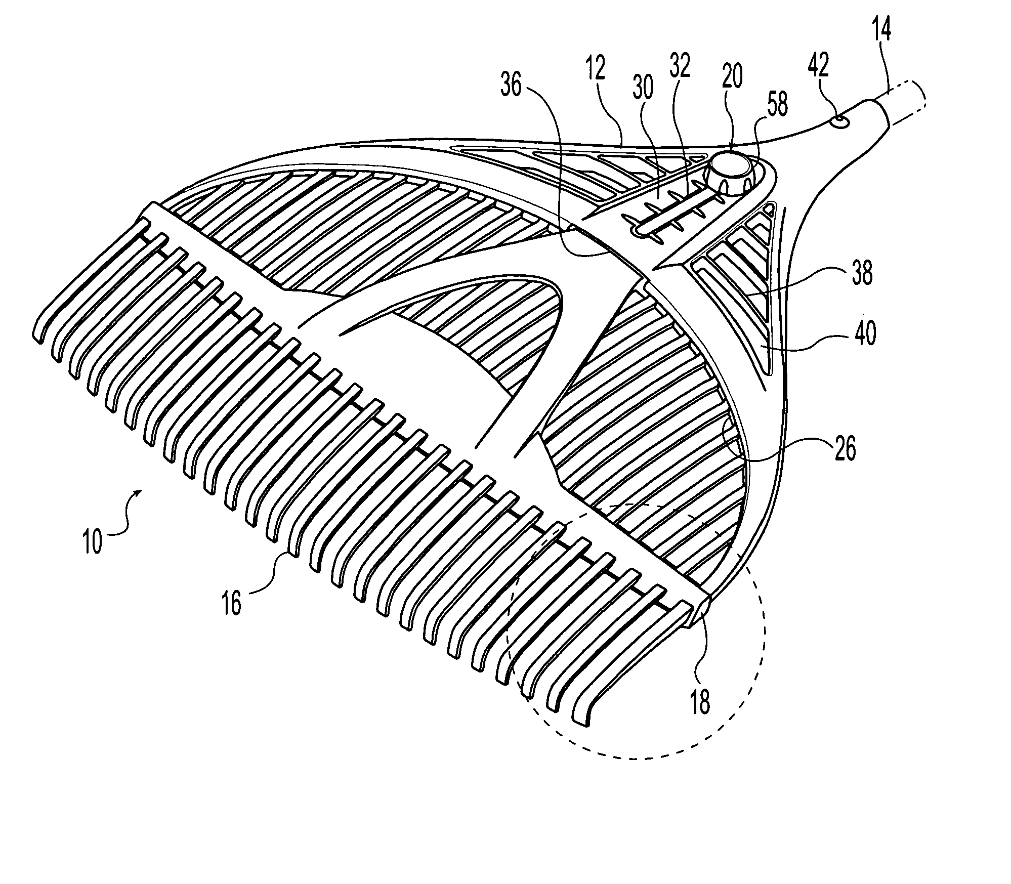 Adjustable tine leaf rake