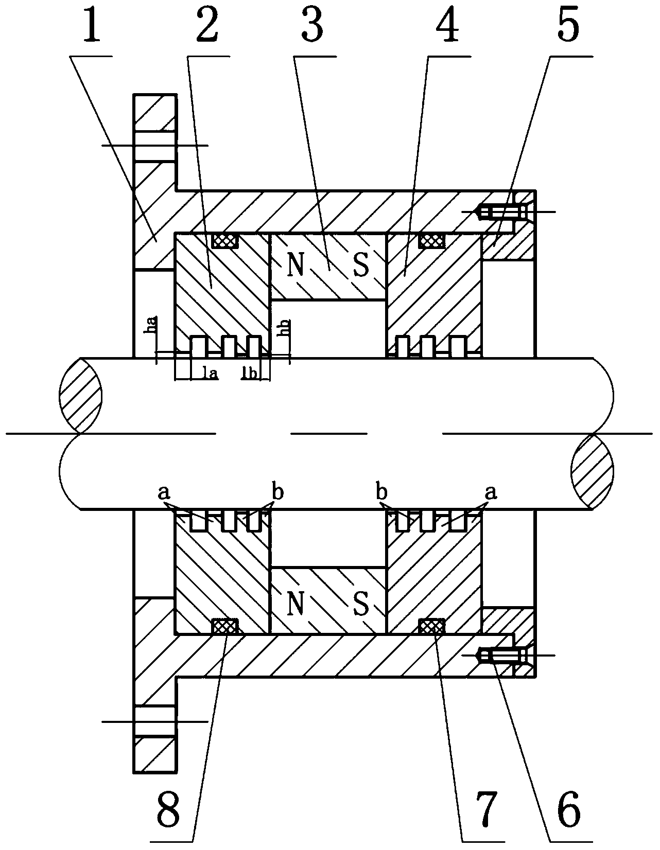 Magnetic liquid sealing device using magnetic grease