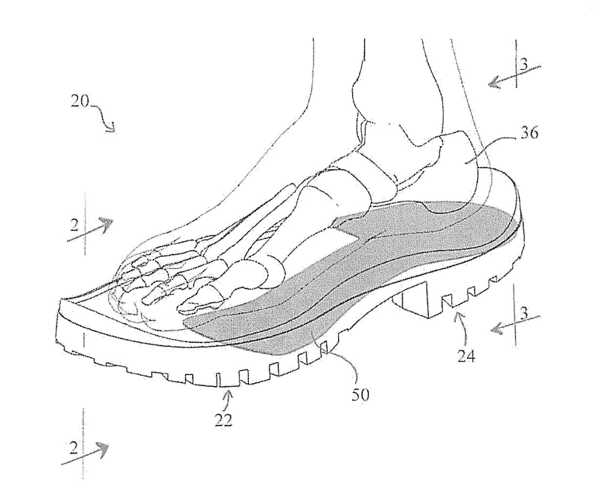 Footwear with tapered heel and methods of manufacture and measurement