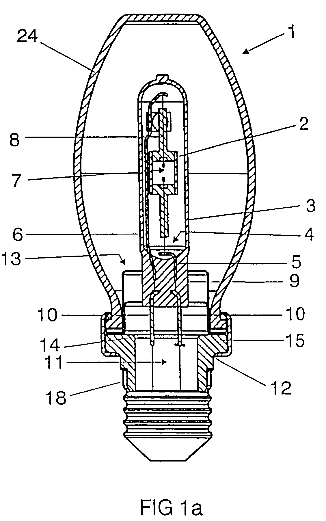 Holding device for fixing a lamp bulb and associated lamp