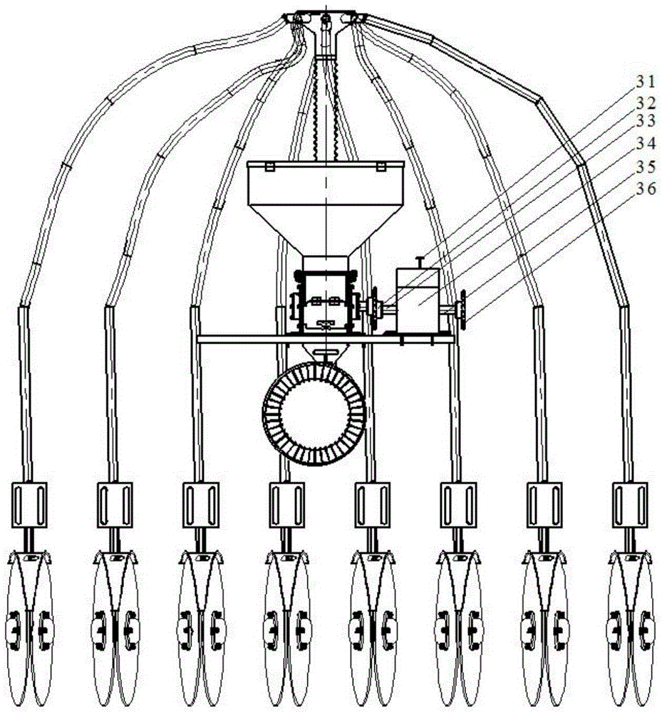 Rape and wheat dual-purpose pneumatic centralized discharging device