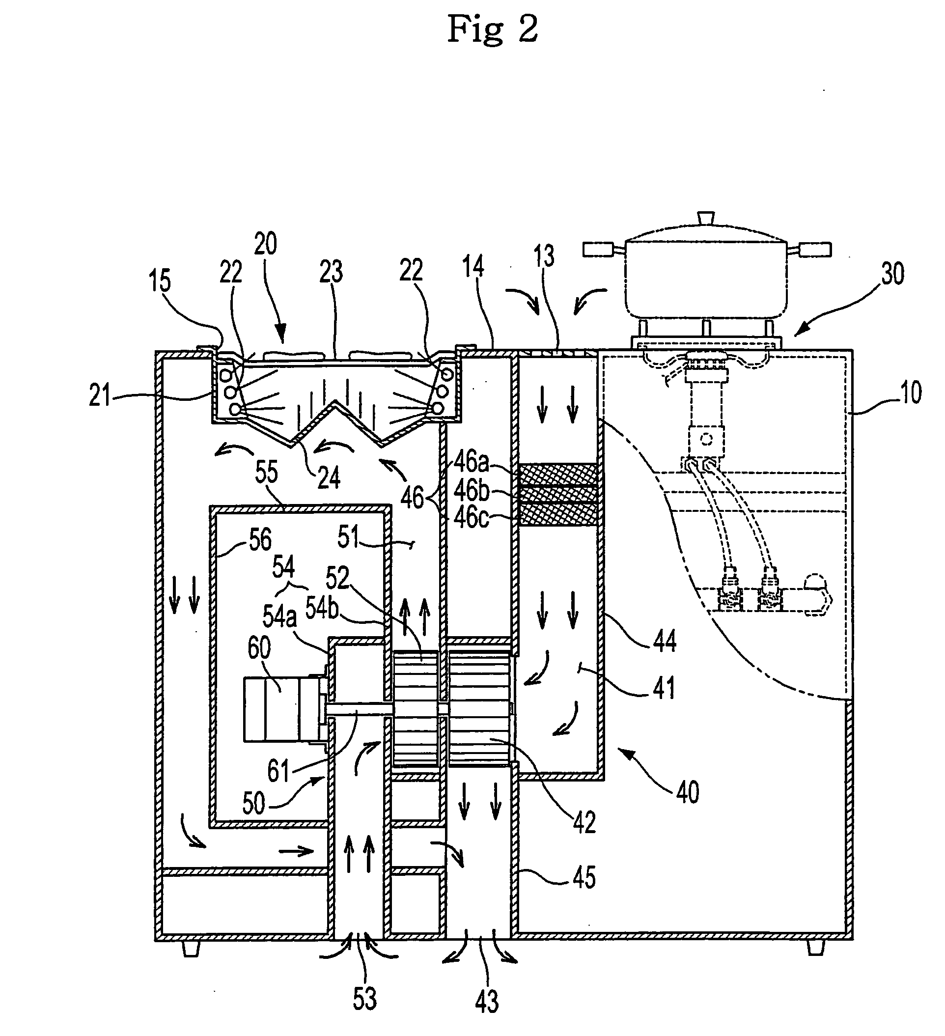 Exhausting and cooling system for cooking utensil