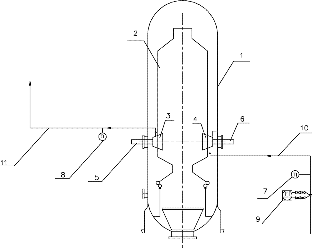 Indirect temperature measuring device in entrained flow gasifying furnace