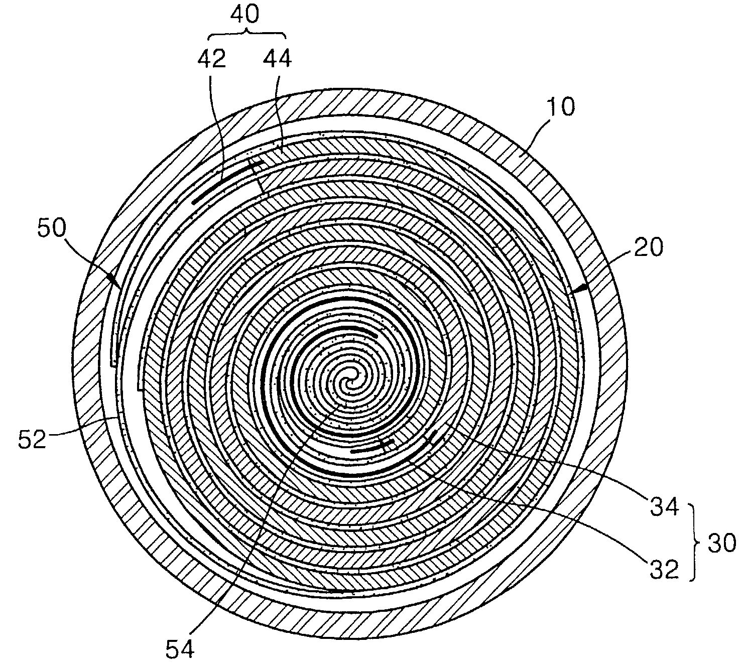 Secondary cell with improved electrode jelly-roll structure