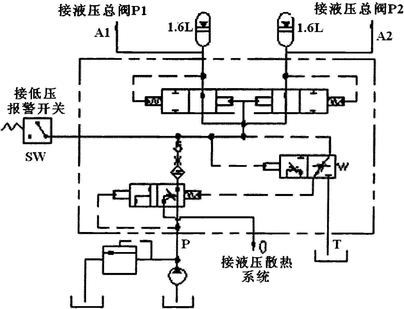 Accumulator replenishing valve of full-hydraulic braking system of engineering machinery