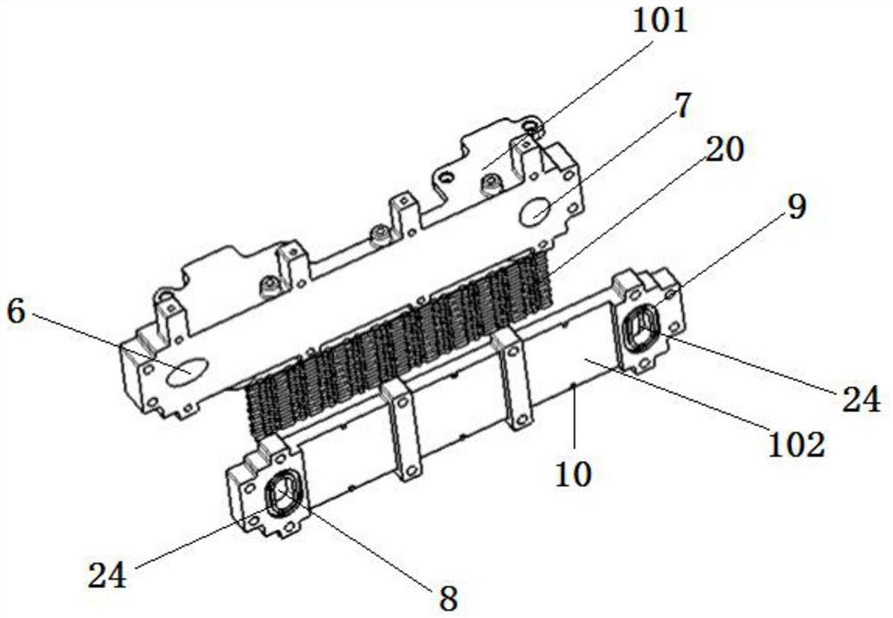 Double-sided water-cooled IGBT radiator and radiating mounting structure thereof