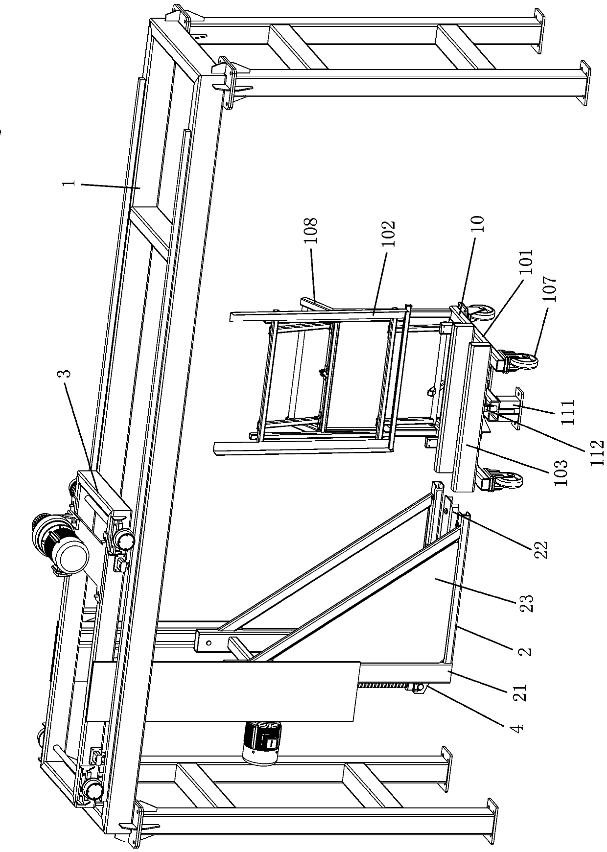 Feed trolley used for stacked materials