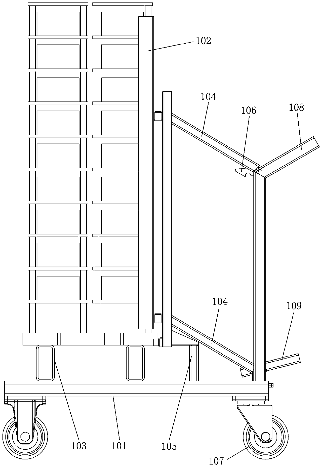 Feed trolley used for stacked materials