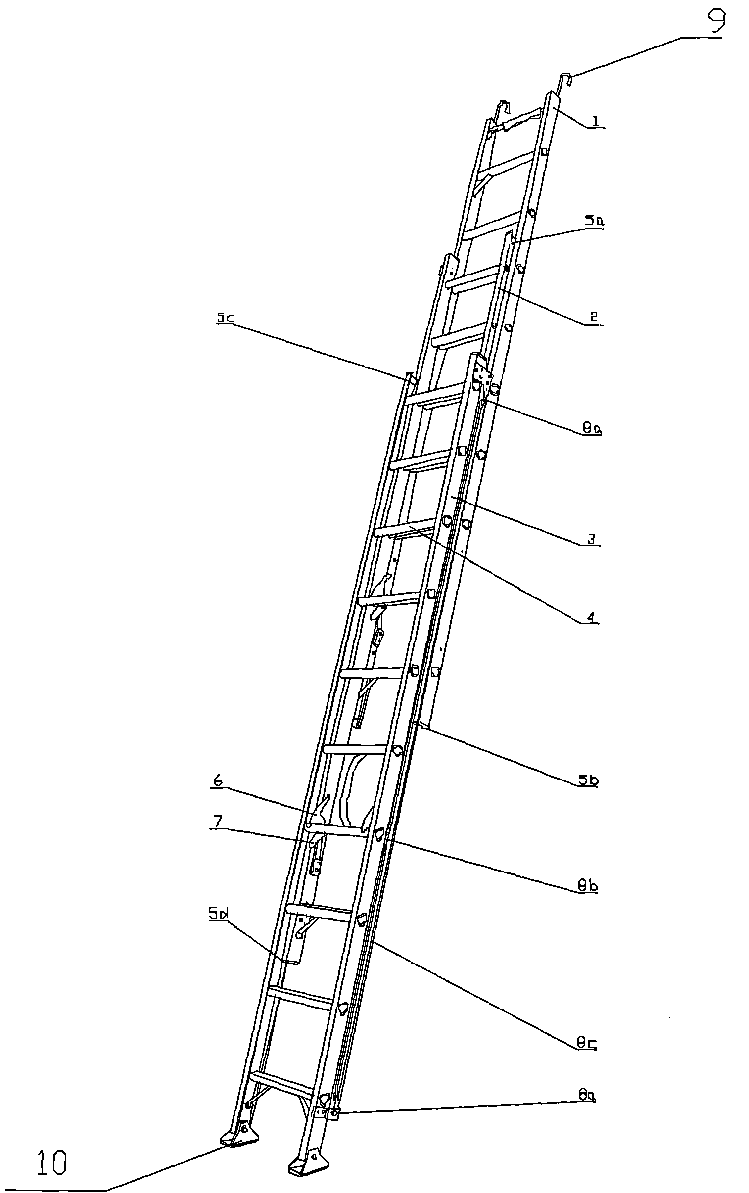 Three-linkage lifting ladder