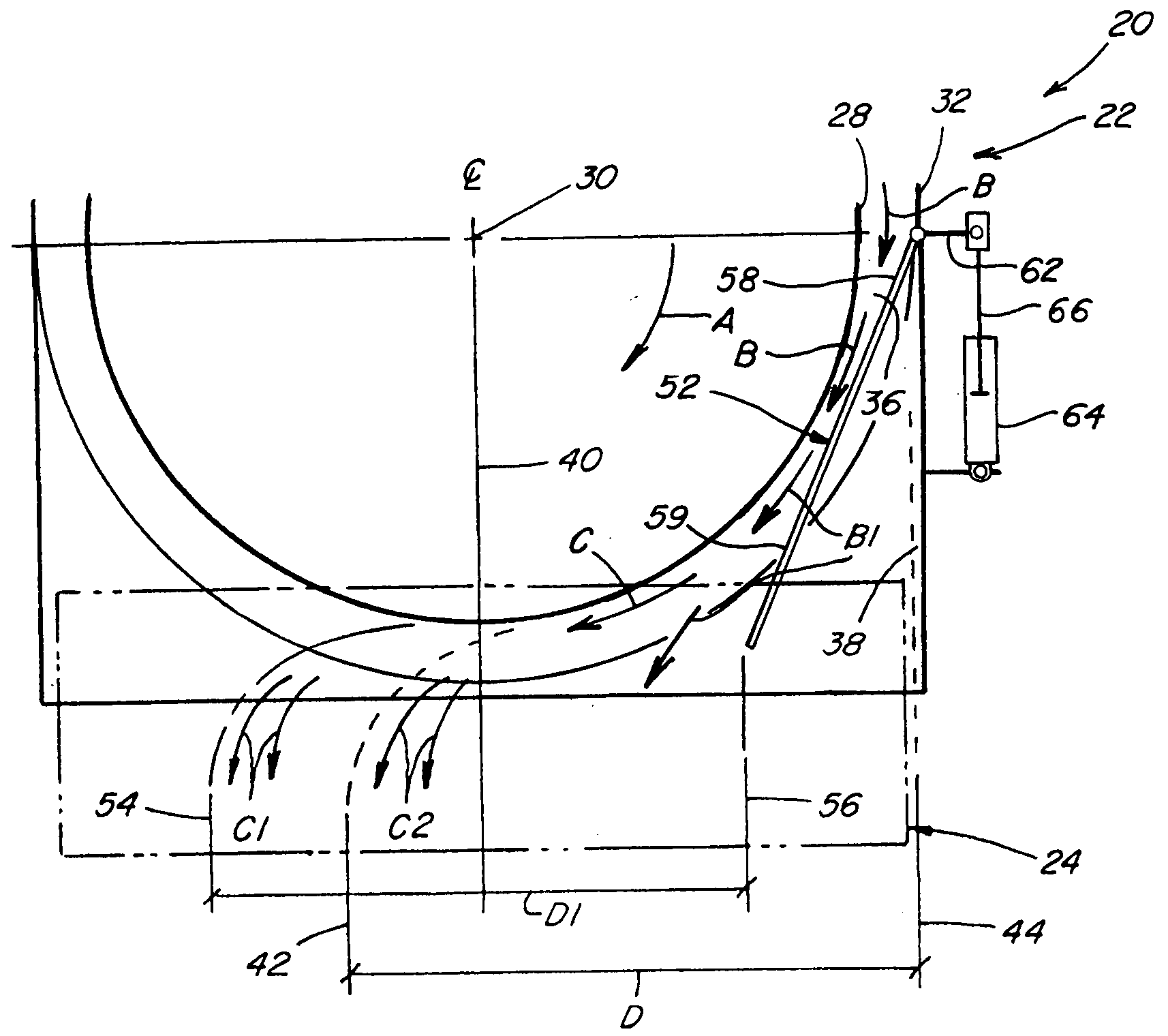 Adjustable axial rotor discharge deflector