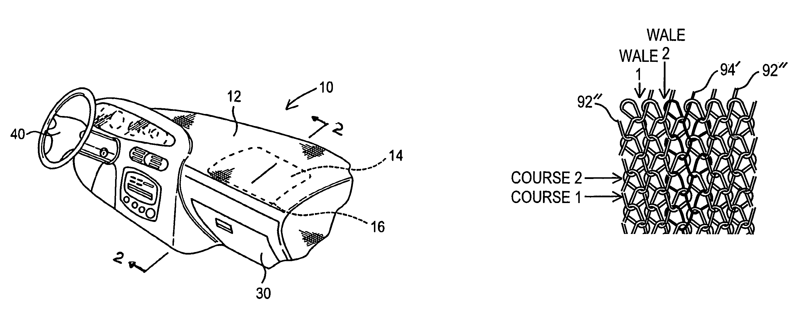 Pre-weakening of fabric covered airbag doors