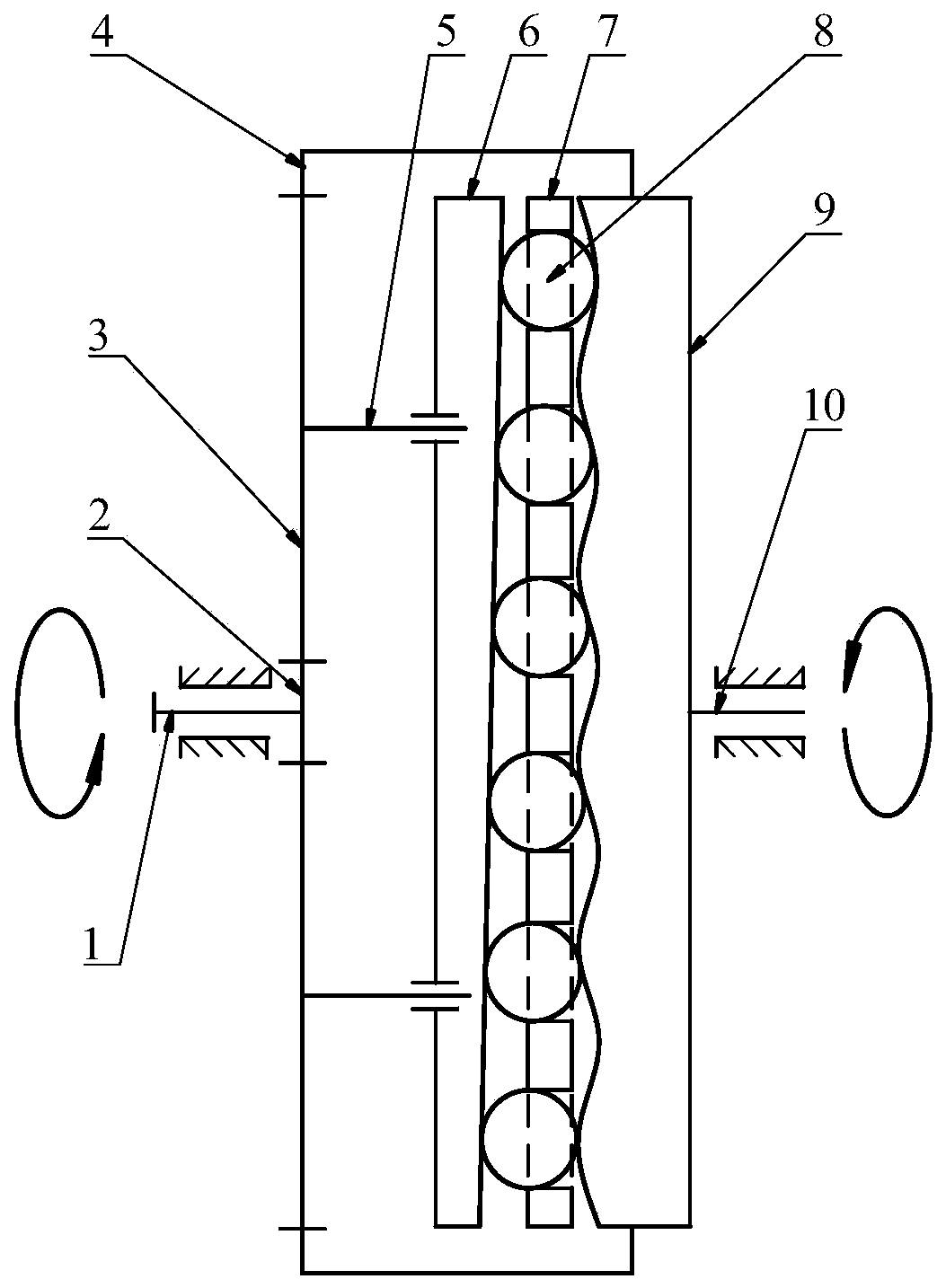 Two-stage closed type cylindrical sine end surface movable teeth reducer